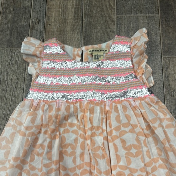 Anthem of the Ants Peach and White Kids Dress With Flutter Sleeves Size 4t - Picture 3 of 5